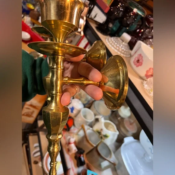 Large Vintage Brass Wall Scones - Set of 2 - Picture 2 of 5